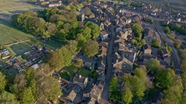 Haworth Keighley West Yorkshire Ngiltere 2020 Haworth Ana Caddesinin Havadan — Stok video