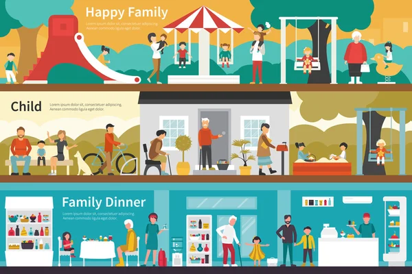 Happy Family Enfant Dîner — Image vectorielle