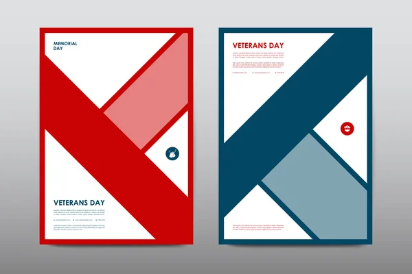 Ensemble de brochures, affiches de la Journée des anciens combattants — Image vectorielle