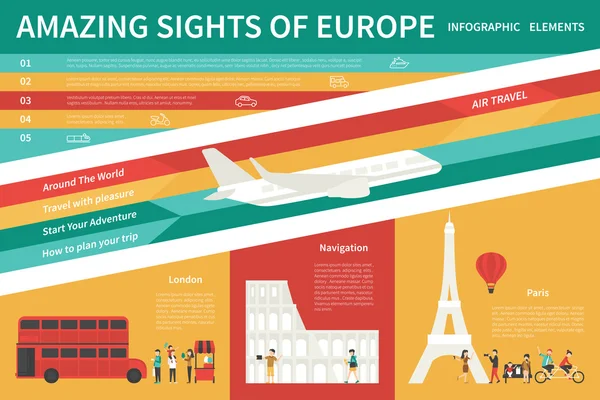 Úžasné památky Evropy infografika — Stockový vektor