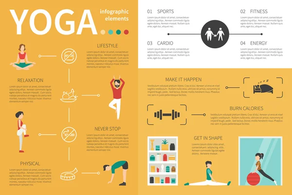 Yoga infographic flat — Stock Vector