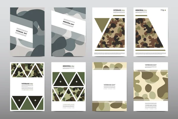 Set of Veterans Day brochures, posters — Stock Vector