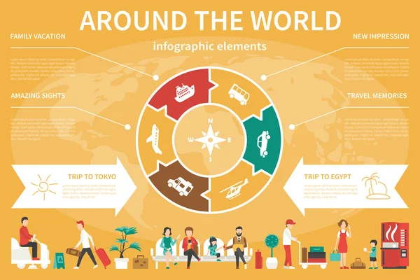 Infografica in tutto il mondo — Vettoriale Stock