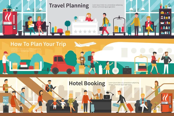 Rezervace hotelu výlet pro plánování cest — Stockový vektor