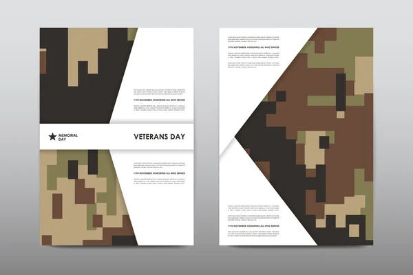 Conjunto de folletos del Día de los Veteranos, carteles — Vector de stock