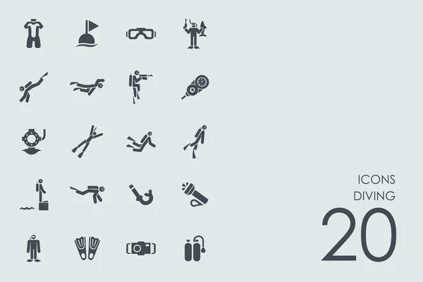 Set of diving icons — Stock Vector