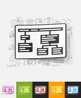 grafik kağıt etiket ile el çizilmiş öğeleri