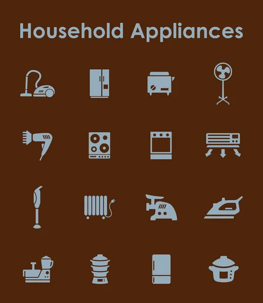 Set peralatan rumah tangga ikon sederhana - Stok Vektor