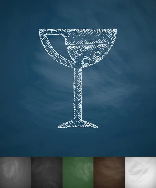 ワイングラスのアイコン。手描きイラスト — ストックベクタ