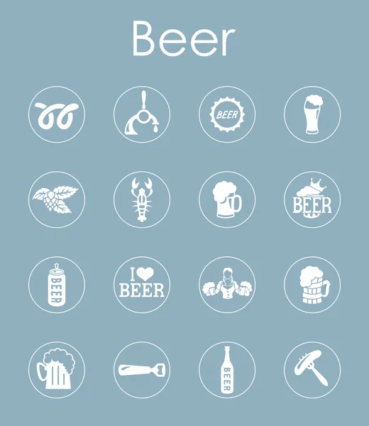 Conjunto de iconos simples de cerveza — Vector de stock