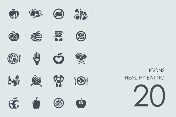 Набор значков здорового питания — стоковый вектор