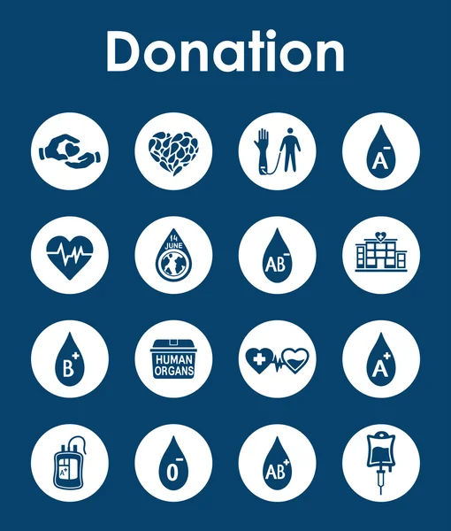 Set di icone semplici donazione — Vettoriale Stock