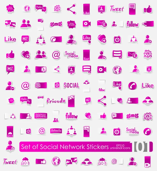 Set of social network stickers — Stock Vector