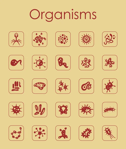 Set of organisms simple icons — Stock Vector