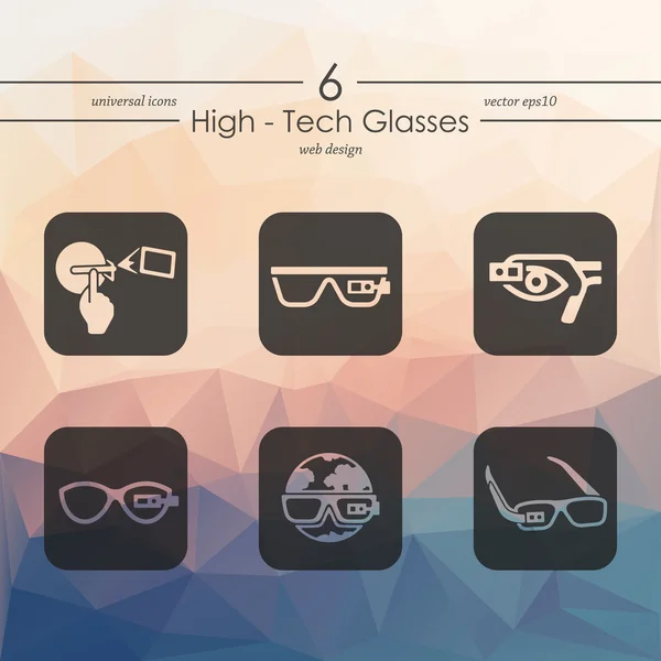 Набір високотехнологічних окулярів значків — стоковий вектор