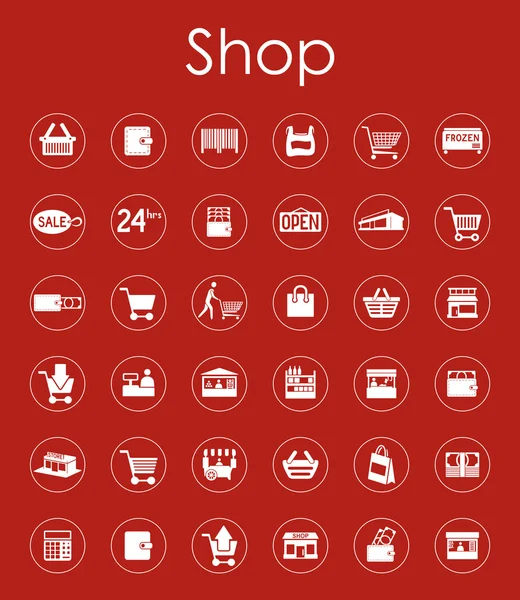 Set van de eenvoudige pictogrammen winkel — Stockvector