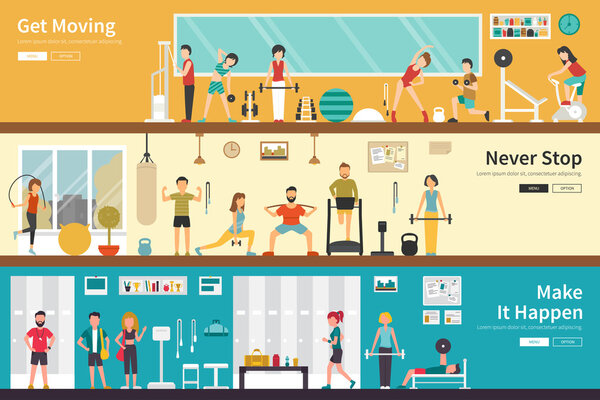 Get Moving Never Stop Make It Happen flat interior outdoor concept web