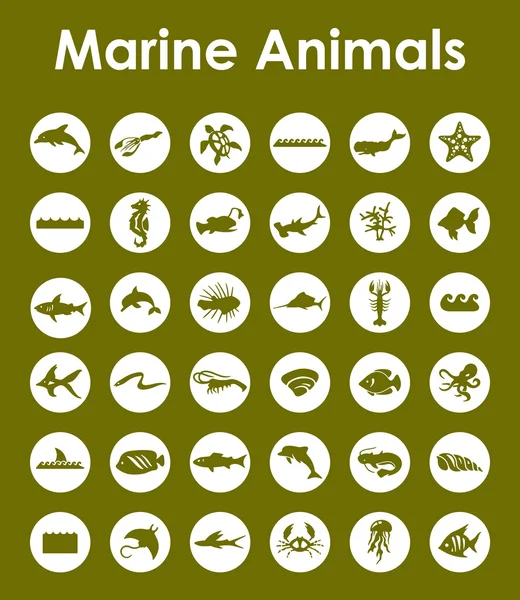 Conjunto de animales marinos iconos simples — Archivo Imágenes Vectoriales