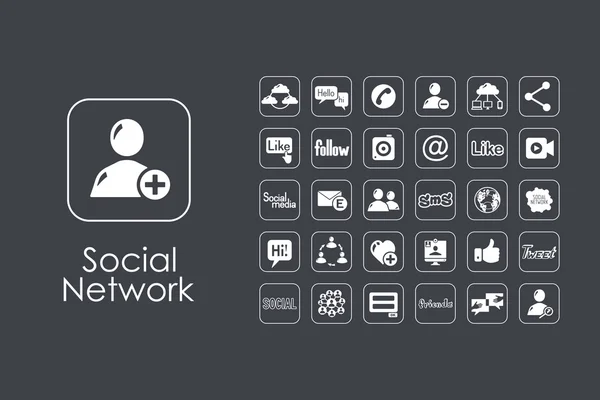 Zestaw prostych ikon sieci społecznej — Wektor stockowy