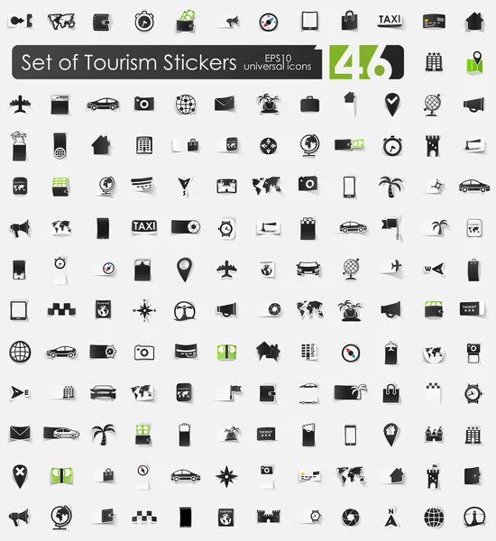 Jeu de stickers tourisme — Image vectorielle