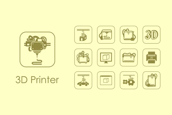 Conjunto de tres iconos simples de impresora d — Archivo Imágenes Vectoriales