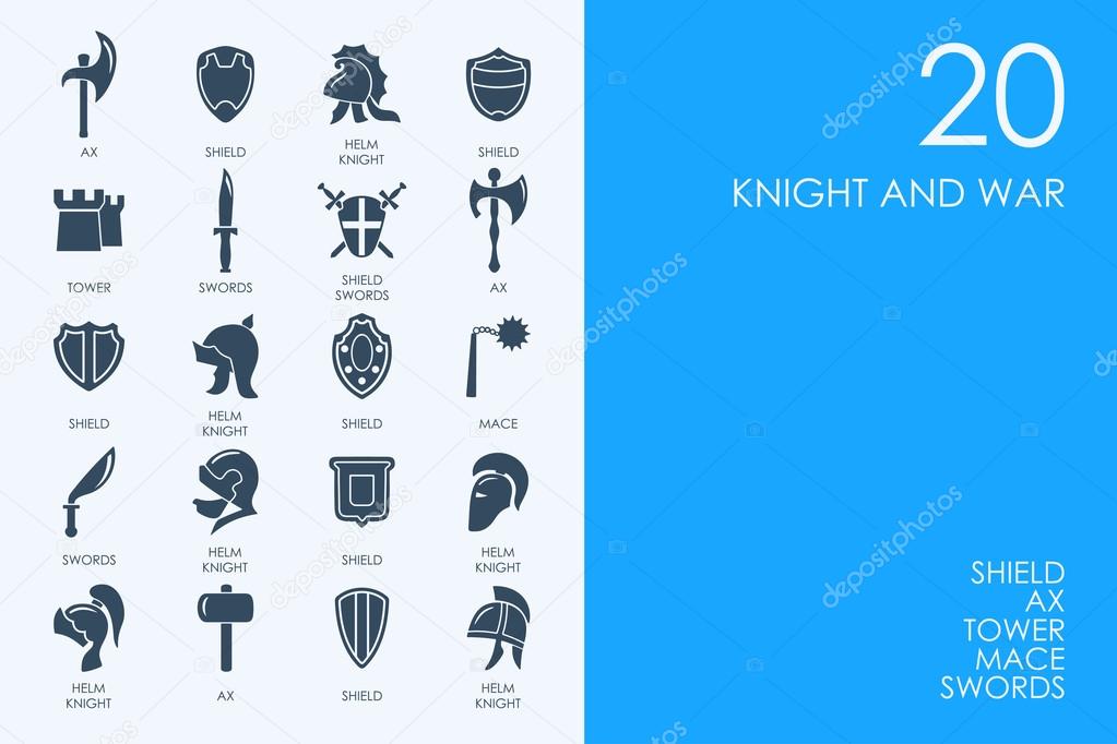 Library knight and war icons