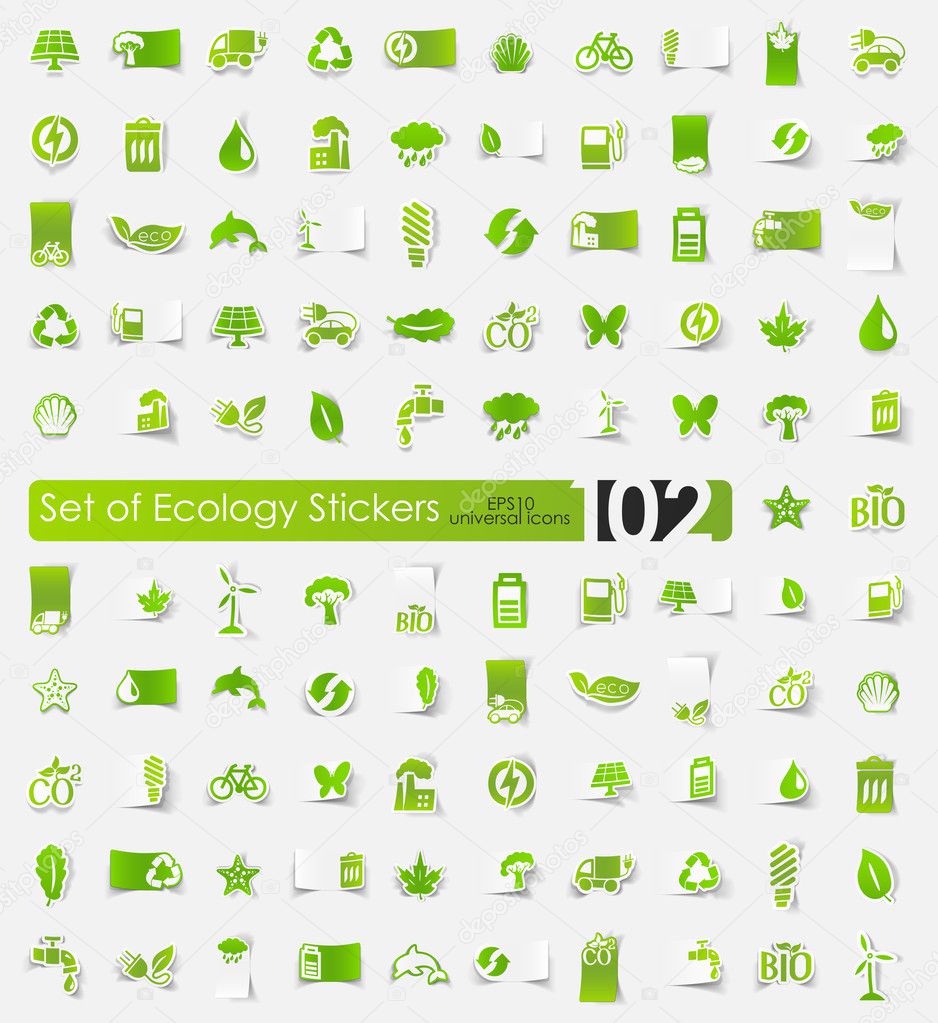 Set of ecology stickers