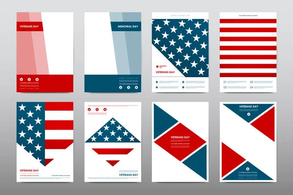 Set of Veterans Day brochures — Stock Vector