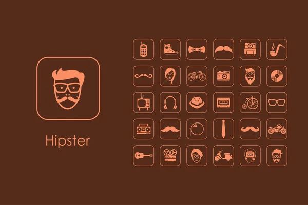 Ensemble d'icônes simples hipster — Image vectorielle