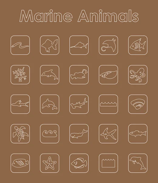 Ensemble d'animaux marins icônes simples — Image vectorielle