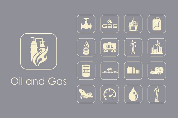 Conjunto de ícones de petróleo e gás — Vetor de Stock