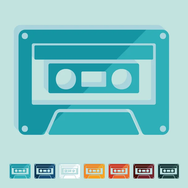 Цветная аудиокассета на синем фоне — стоковый вектор