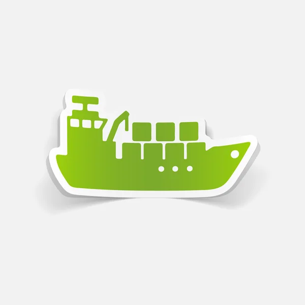 Projeto realista navio de carga verde — Vetor de Stock