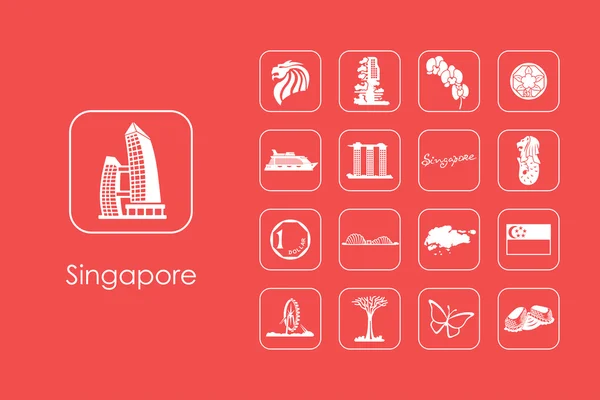 Set van Singapore eenvoudige pictogrammen — Stockvector