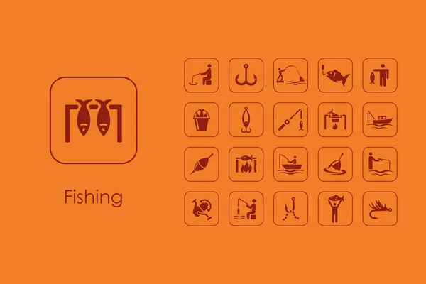Set of fishing simple icons — Stock Vector