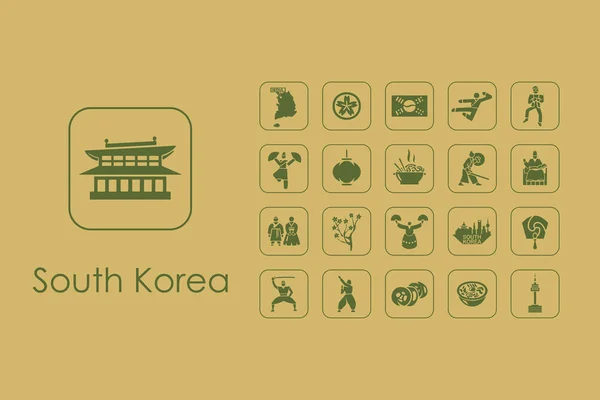 Ensemble d'icônes Corée du Sud — Image vectorielle