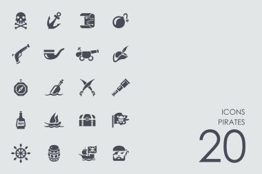 Gri arka plan üzerinde set simgeleri