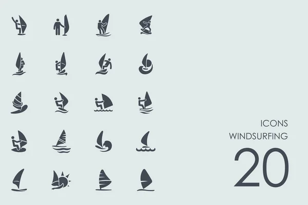 Conjunto de iconos de windsurf — Vector de stock