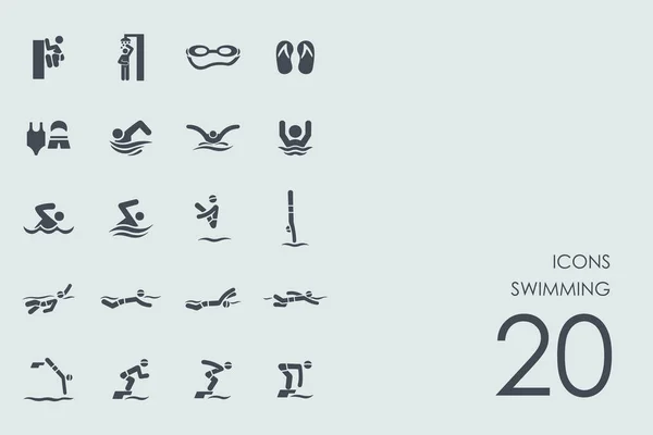 Set pictogrammen zwemmen — Stockvector