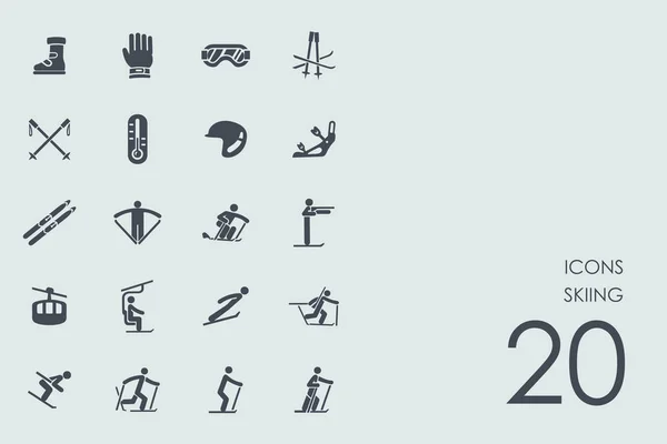 Набор лыжных икон — стоковый вектор