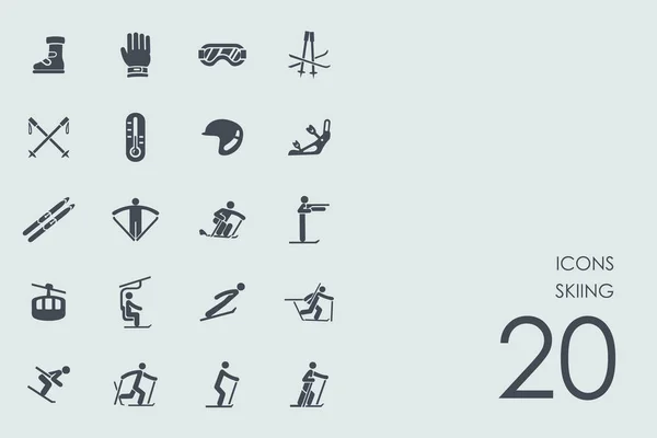 Set van skiën pictogrammen — Stockvector