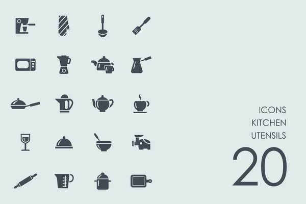 Conjunto de iconos utensilios de cocina — Vector de stock