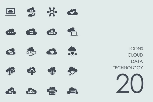 Felhő-adatok technológia ikonok — Stock Vector