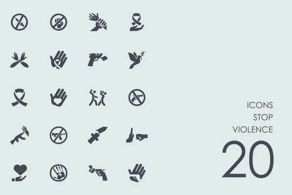 Uppsättning stoppa våld ikoner — Stock vektor