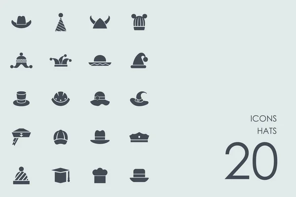 Conjunto de ícones de chapéus — Vetor de Stock