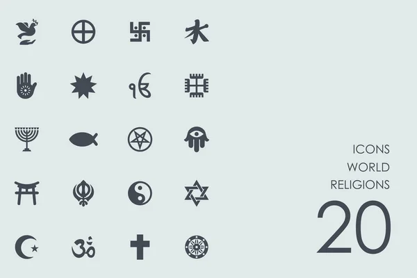 Набор икон мировых религий — стоковый вектор
