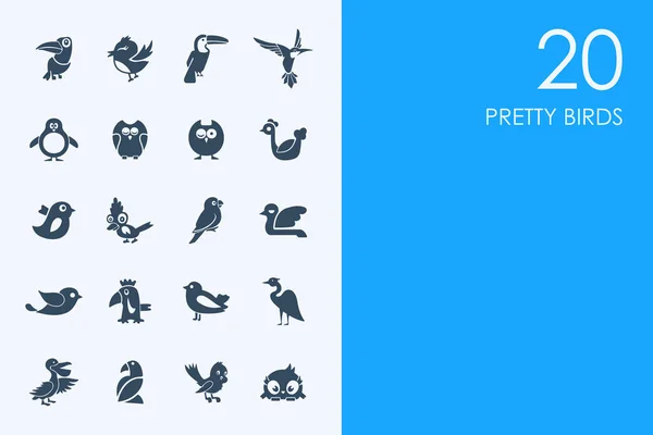 Conjunto de bonitos iconos de pájaros — Archivo Imágenes Vectoriales