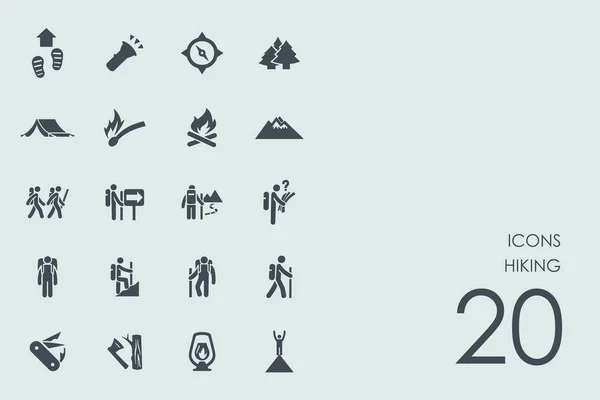 Set of hiking icons — Stock Vector