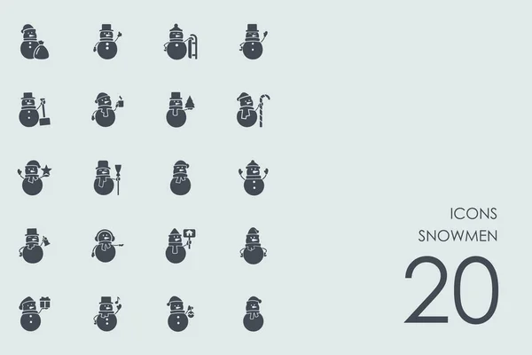 Ensemble d'icônes bonhommes de neige — Image vectorielle