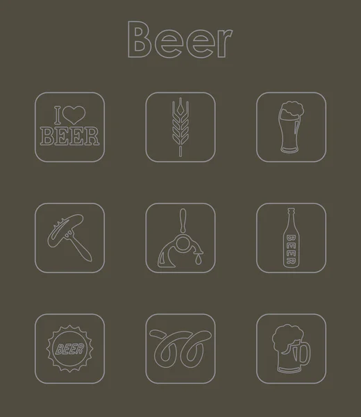 Zestaw prostych ikon piwa — Wektor stockowy